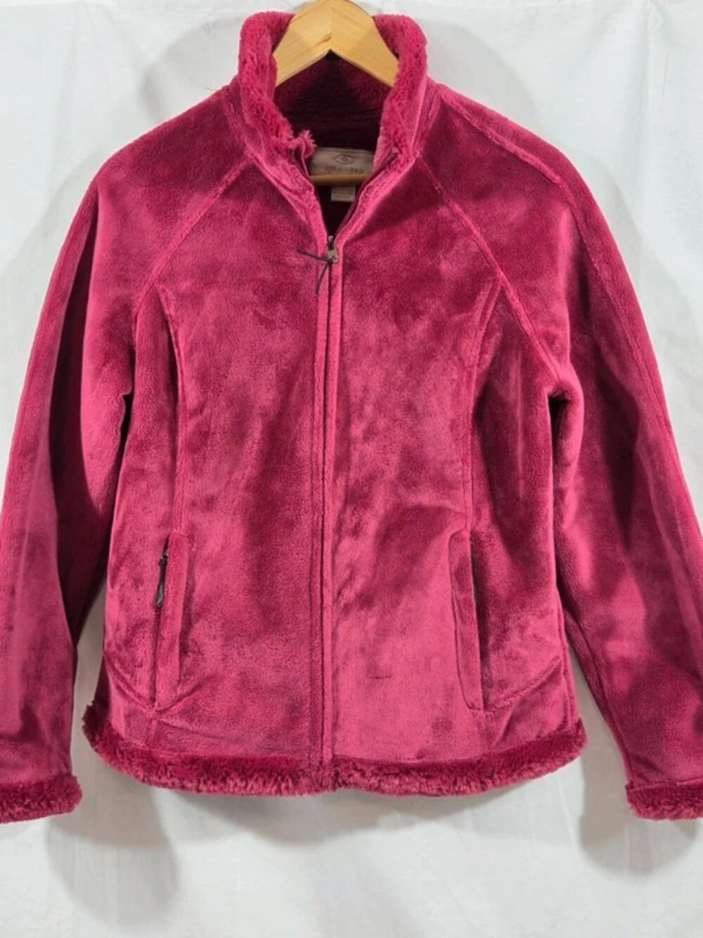 Green Tea Cranberry Faux Fur Zip Jacket Women's Medium